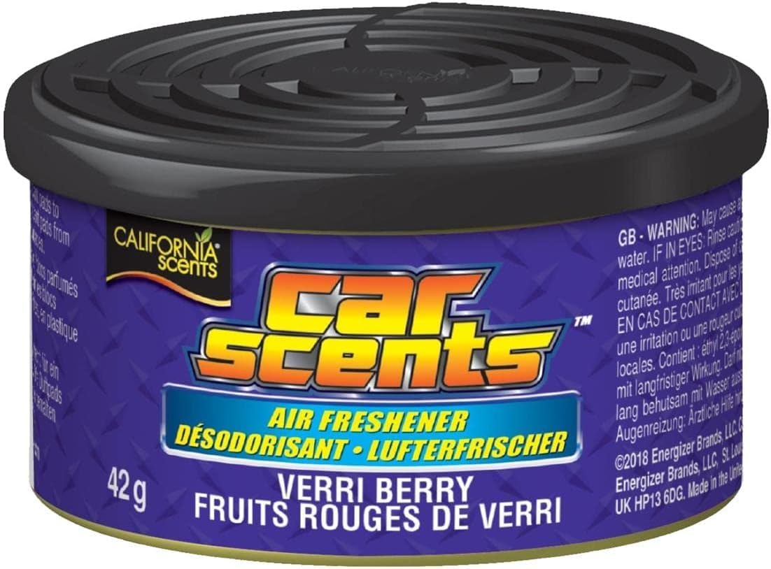 California Scents - Ambientador de Coche Lata Fragancia Duradera de Frutos del Bosque - Control de Intensidad para Coche